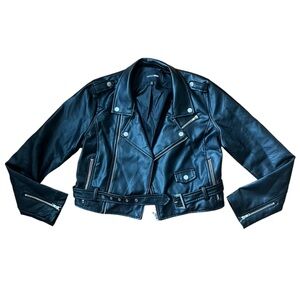 Cropped faux leather jacket